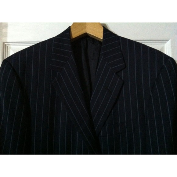 H.STOCKTON MENS NAVY SUPER 110'S(FINE QUALITY WOOL) SPORT JACKET BLAZER SIZE:42R - Picture 4 of 7